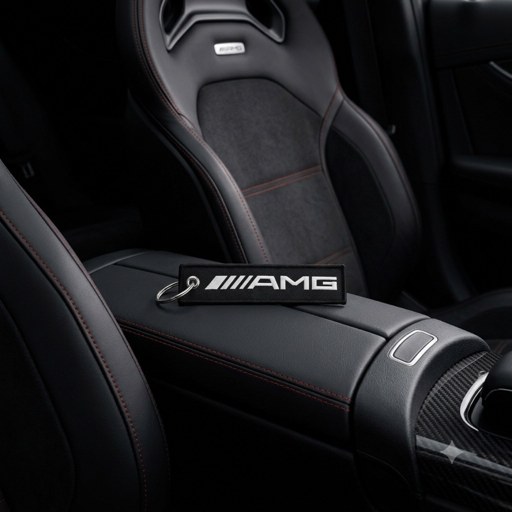 AMG Racing Keychain - on a sports seat